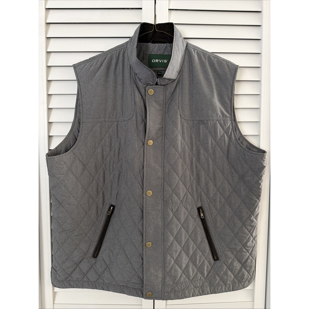 ORVIS Vest Quilted Insulated Jacket 2XL XXL Gray Full Zip Men's Hunting Hiking